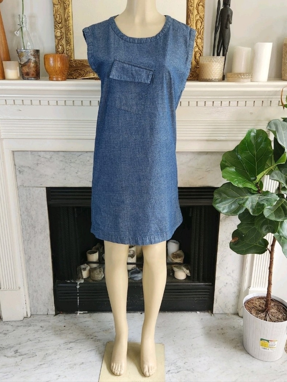 Kate Spade Saturday Denim Dress Shift Size Medium Scandanavian Clean Girl - Picture 2 of 7
